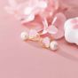 Girl Pink Broken Heart Shell Pearl 925 Sterling Silver Dangling Earrings