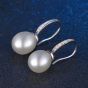 Simple Round Shell Pearl 925 Silver CZ Yellow Gold Earrings