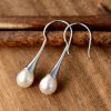 Trendy 925 Sterling Silver Natural White Pearl Waterdrop Dangle Earrings