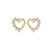 Mini CZ Heart Shell Pearls 925 Sterling Silver Stud Earrings
