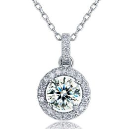 1 Carat Round Cut Created Diamond Bridal 925 Sterling Silver Pendant Necklace XFN8037