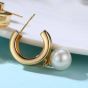 Fashion Round Shell Pearl 925 Sterling Silver Dangling Earrings