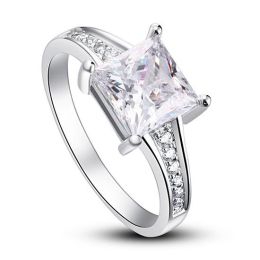 1.5 Ct Princes Cut Solid 925 Sterling Silver Wedding Promise Engagement Ring xfr8006 (Ring Size: Ring Size;  7)