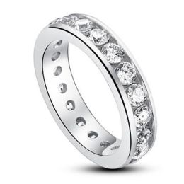 Channel Setting Created Diamond 925 Sterling Silver Eternity Band Wedding Anniversary Ring XFR8004 (Ring Size: Ring Size;  7)