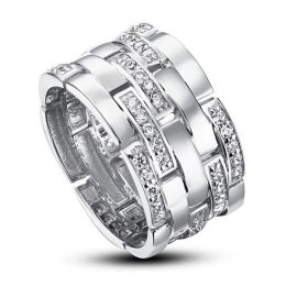 Created Diamond 925 Sterling Silver 1 cm Band Wedding Anniversary Ring XFR8005 (Ring Size: Ring Size:  8)