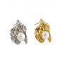 Irregular Shell Pearl Flower 925 Sterling Silver Stud Earrings (Womens: Gold)
