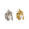 Irregular Shell Pearl Flower 925 Sterling Silver Stud Earrings